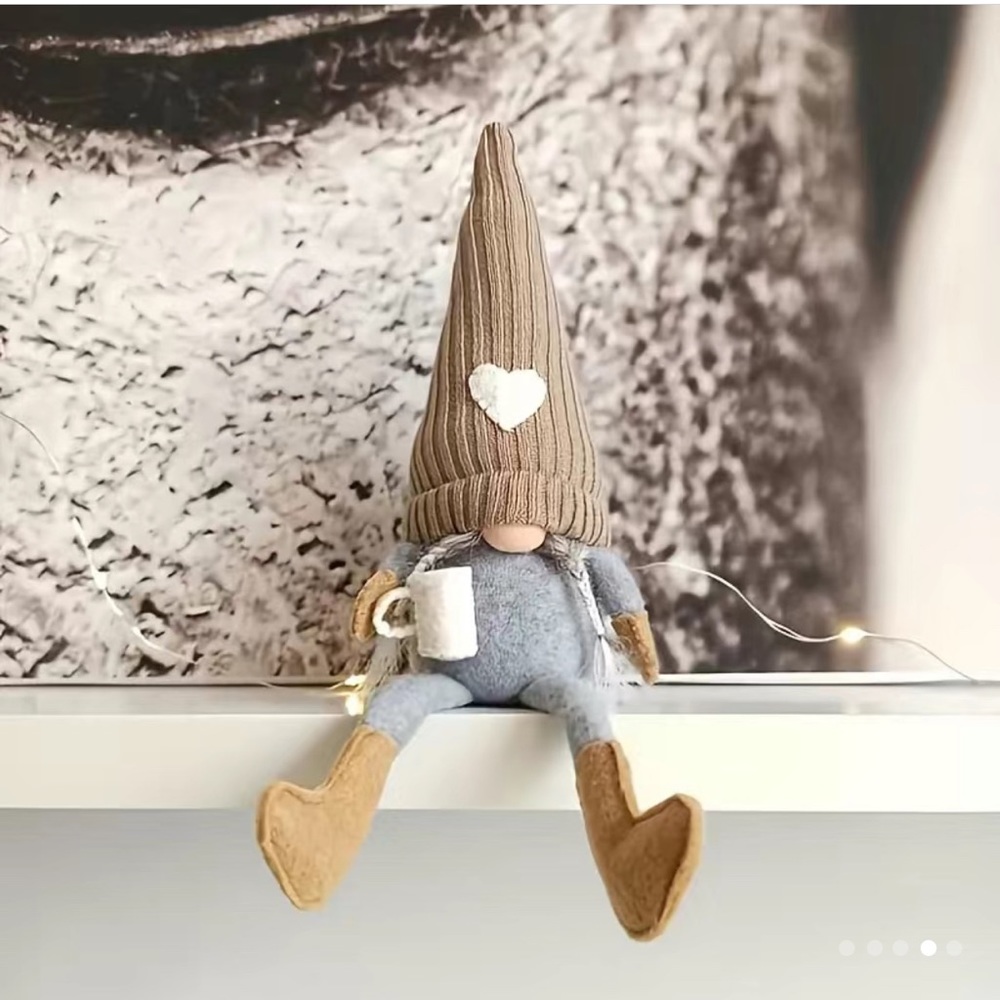 CLEARANCE🔖 NWT☕️ PAIR 16” FELT GIRL/BOY DRINKING COFFEE SHELF SITTER GNOME DOLLS - Picture 3 of 4